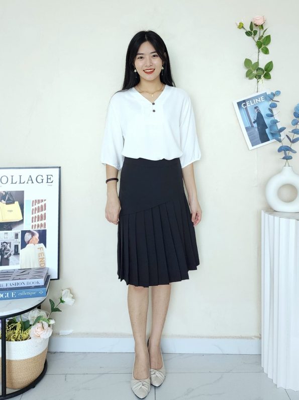 Pleated Suit Midi Skirt (237)