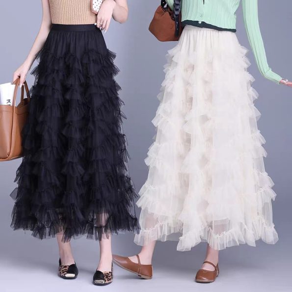 Premium Mesh Midi Skirt (1533)