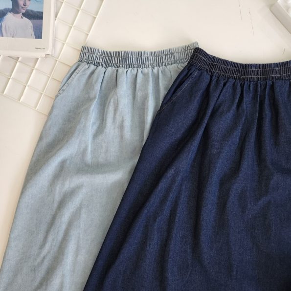 Premium Denim Midi Skirt (有双口袋) (0570)