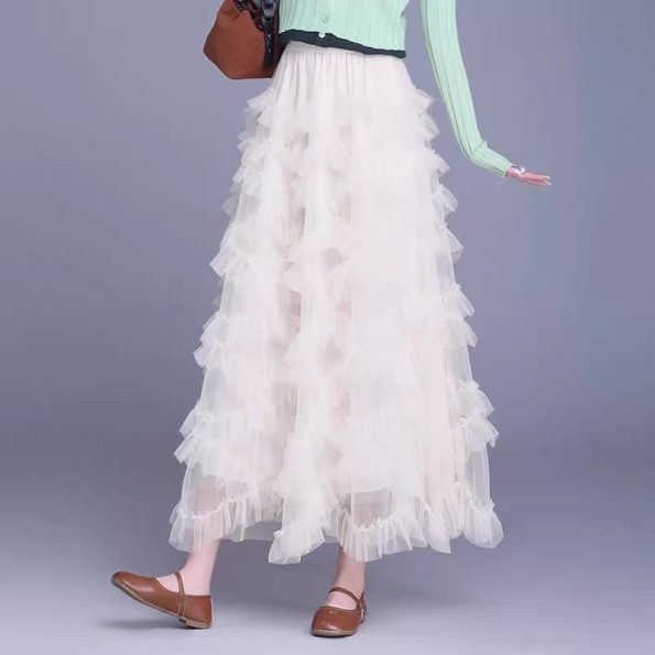 Premium Mesh Midi Skirt (1533)