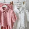 高品钩花领桐花套装 (上衣+半裙) (8890)