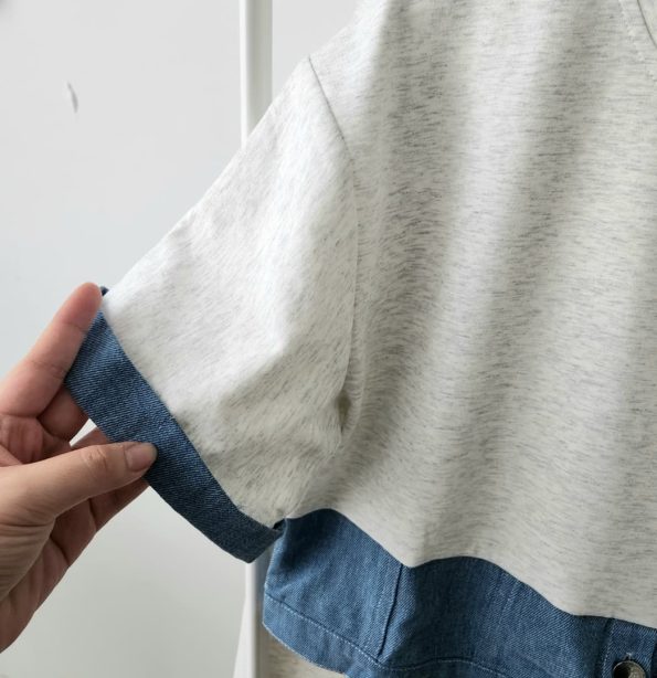 高品拼接Denim套装 (上衣+半裙) (4032)