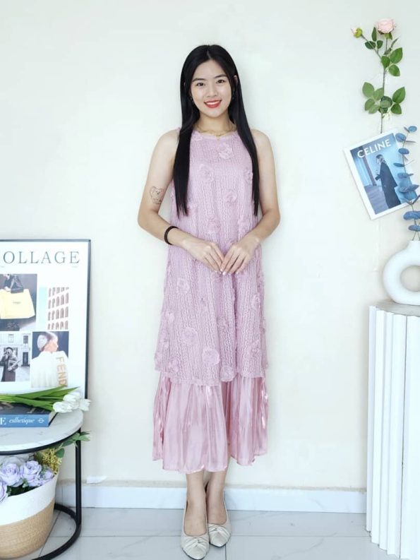 高品玫瑰提花 Elegant Dress (187)