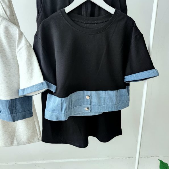 高品拼接Denim套装 (上衣+半裙) (4032)