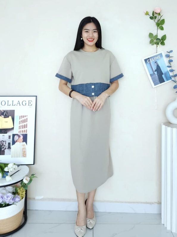 高品拼接Denim套装 (上衣+半裙) (4032)
