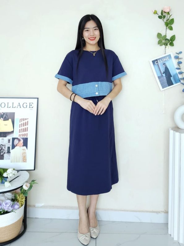 高品拼接Denim套装 (上衣+半裙) (4032)