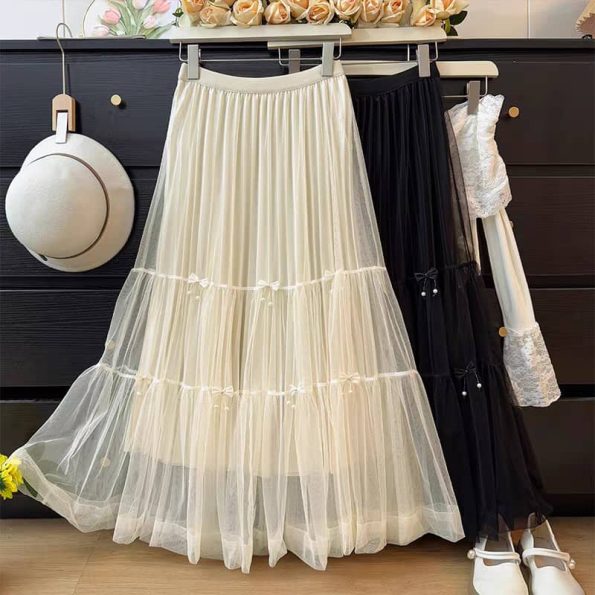 高档Ribbon网纱Midi Skirt (8285)A10