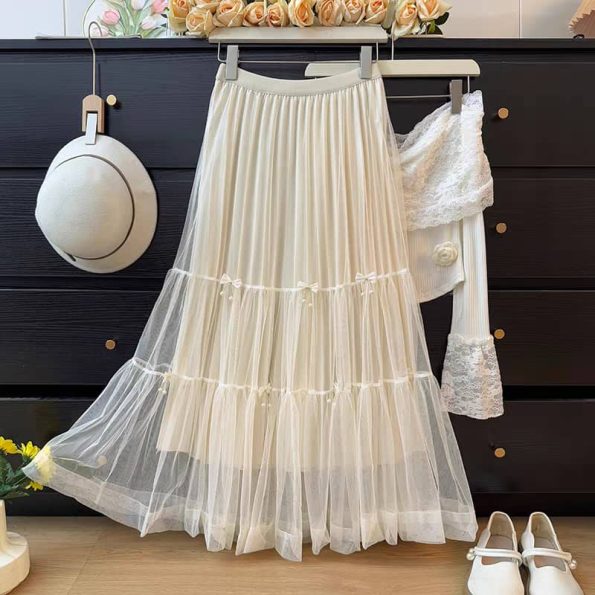 高档Ribbon网纱Midi Skirt (8285)A10