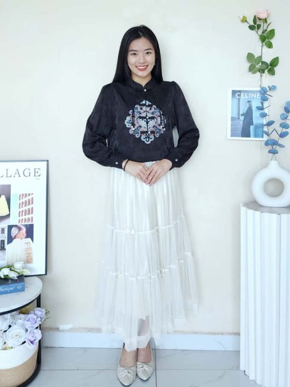 高档Ribbon网纱Midi Skirt (8285)A10