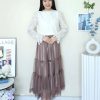 高档Ribbon网纱Midi Skirt (8285)A10