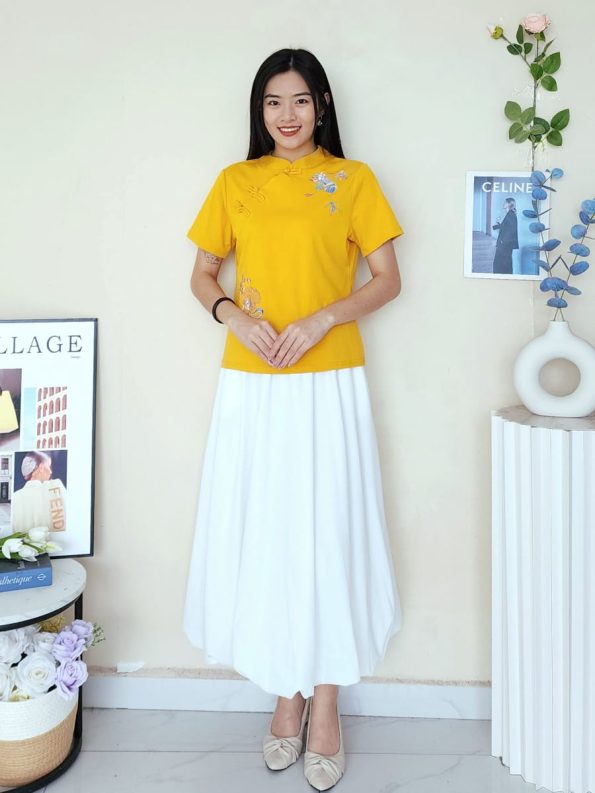 新中式刺绣花 Super Cotton Top (3088)A16