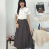 Premium Button Midi Skirt (115)D22