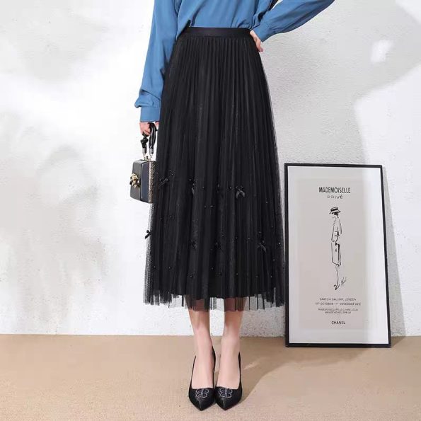 高品两穿Ribbon Pleated 纱裙 (1607)A10