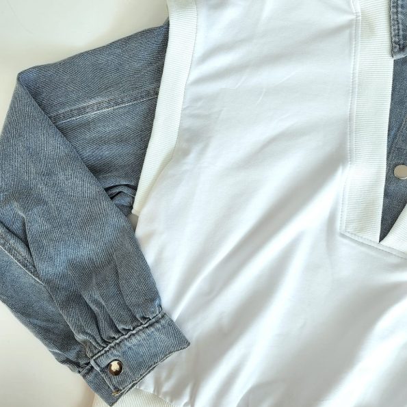 高品Denim假两件式时装上衣 (8022)