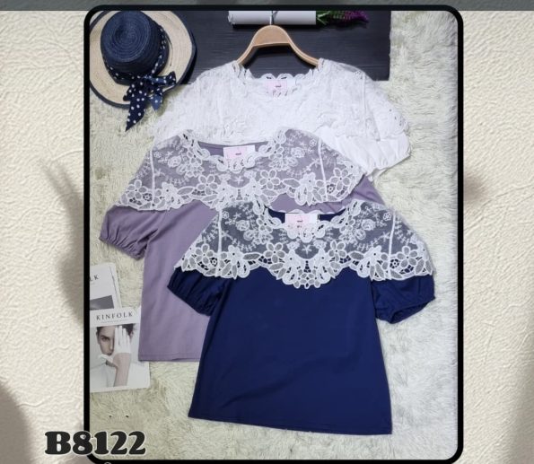 法式拼接水溶钩花时装上衣 (B8122)