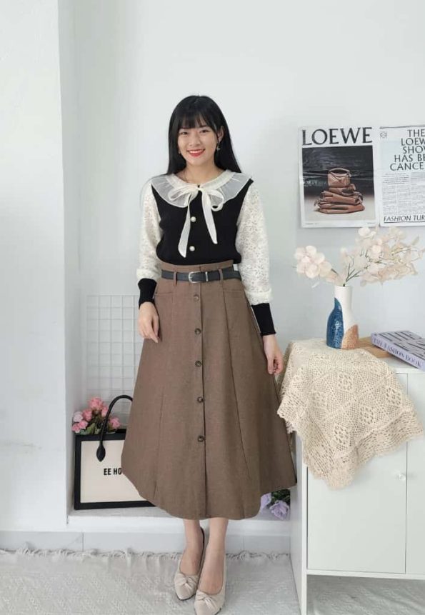Premium Elegant Midi Skirt (1173) D22