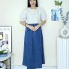 Premium Ribbon Denim Skirt (New Arrivals) (2561)
