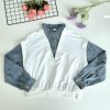 高品Denim假两件式时装上衣 (8022)