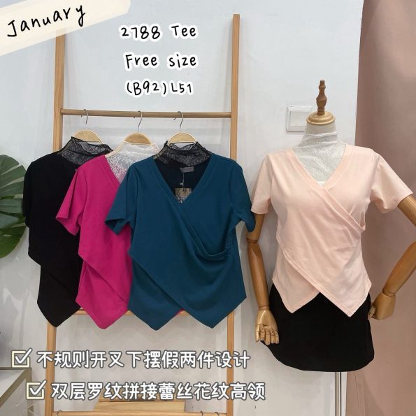 法式蕾丝拼接罗马时装上衣 (JAN2788)