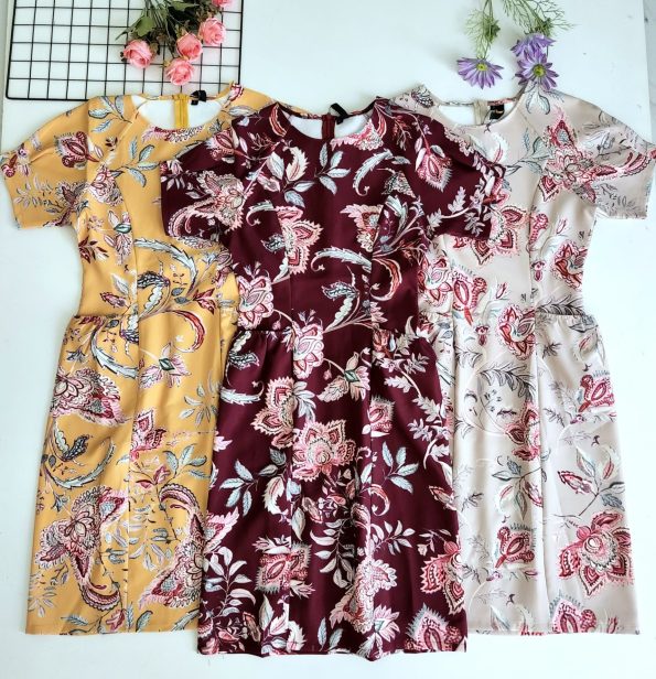 Premium Batik Floral Dress (N1036)C25