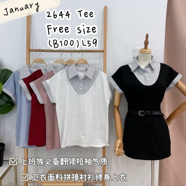 韩版假两件式罗马时装上衣 (JAN2644) A14