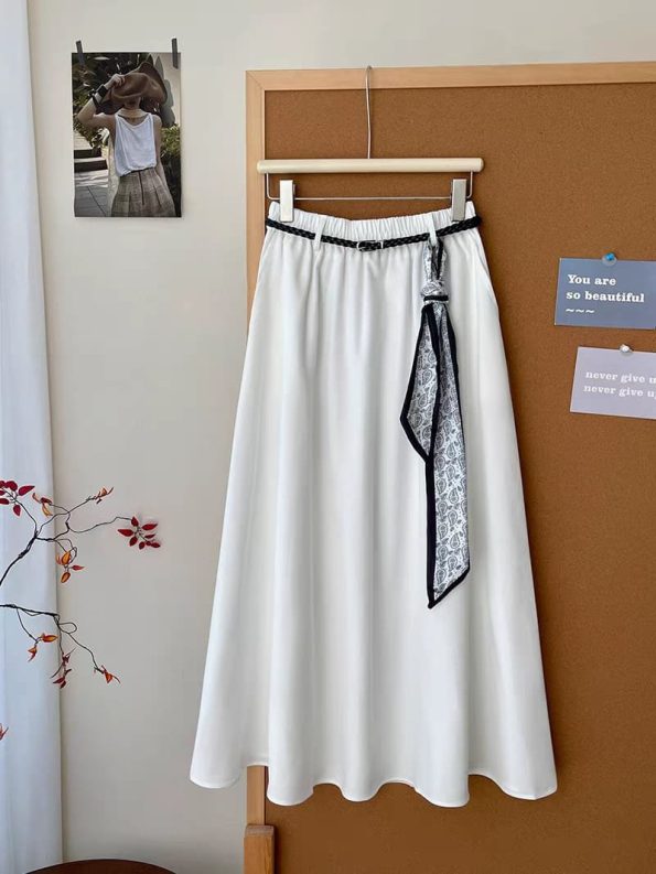 高品韩系Twill Cotton Midi半裙 (8537)