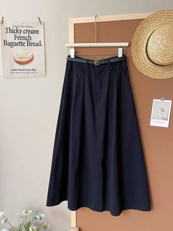 高品韩系Twill Cotton Midi 半裙 (6093)