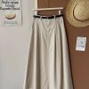 高品韩系Twill Cotton Midi 半裙 (6093)