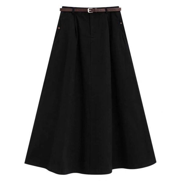 高品韩系 Twill Cotton Midi半裙 (9858)