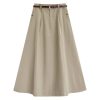 高品韩系 Twill Cotton Midi半裙 (9858)