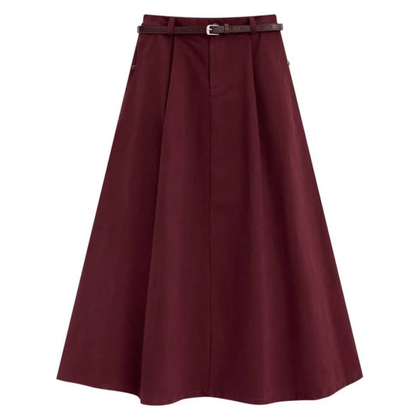 高品韩系 Twill Cotton Midi半裙 (9858)