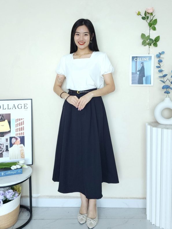 高品 Twill Cotton Midi 半裙 (8853)