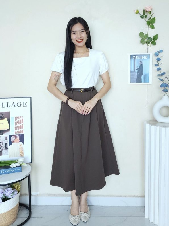 高品 Twill Cotton Midi 半裙 (8853)