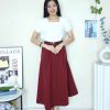 高品韩系 Twill Cotton Midi半裙 (9858)