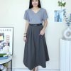 高品 Twill Cotton Midi 半裙 (8853)