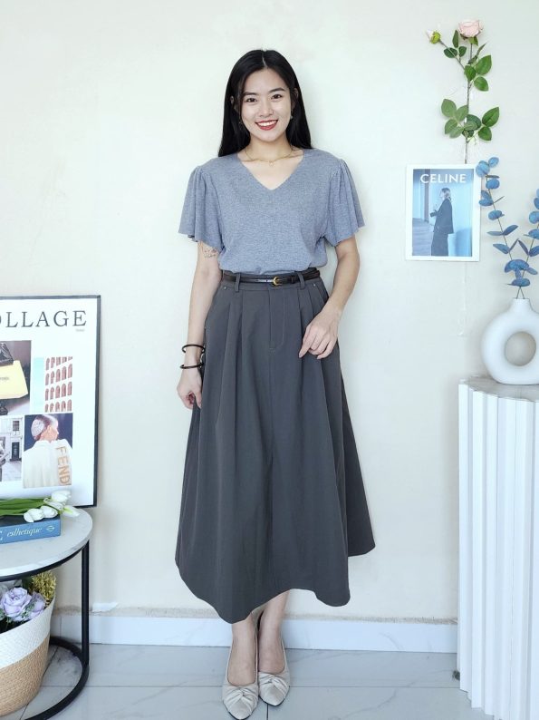 高品 Twill Cotton Midi 半裙 (8853)