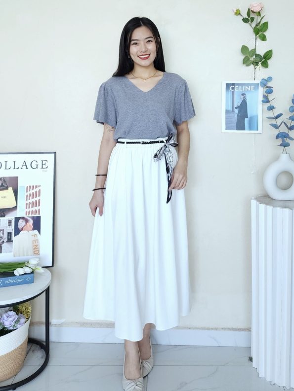 高品韩系Twill Cotton Midi半裙 (8537)C22