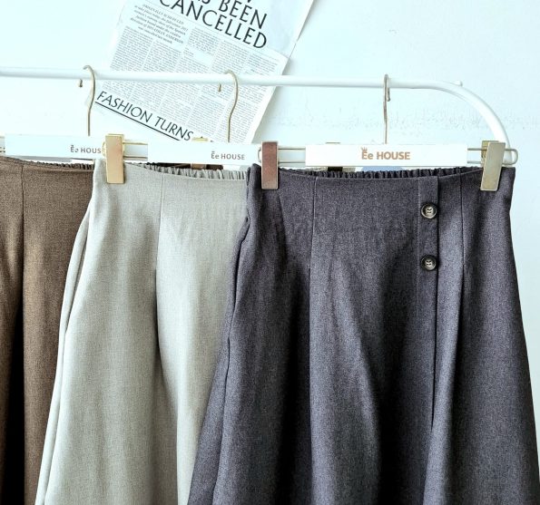 Premium Button Midi Skirt (115)D22