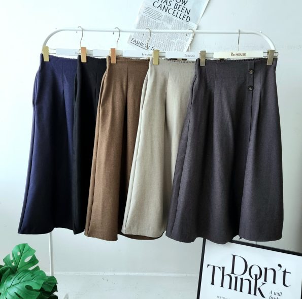 Premium Button Midi Skirt (115)D22