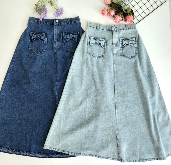 Premium Ribbon Denim Skirt (New Arrivals) (2561)