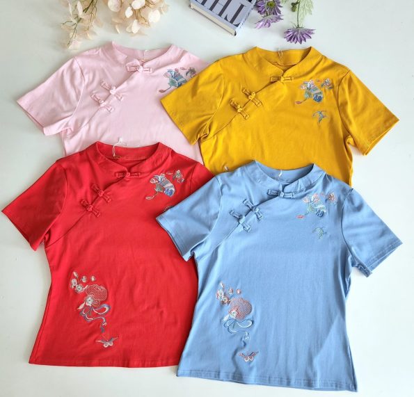 新中式刺绣花 Super Cotton Top (3088)A16
