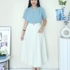 高品韩系Twill Cotton Midi 半裙 (6090)