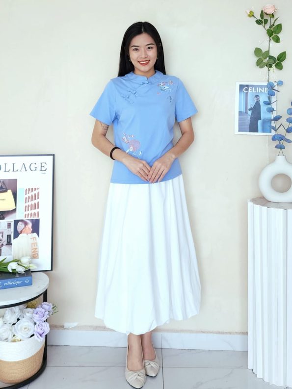 新中式刺绣花 Super Cotton Top (3088)A16