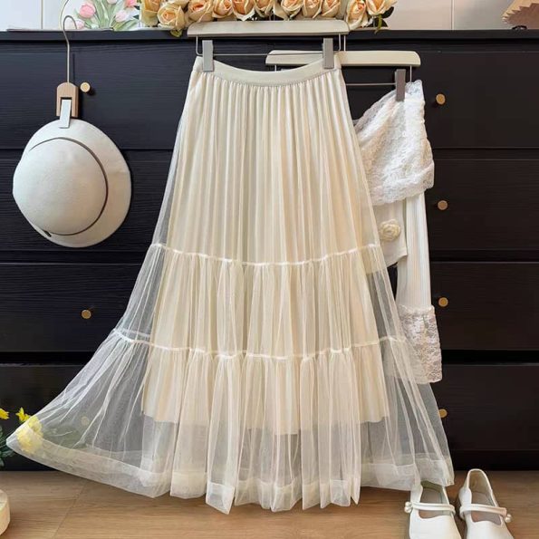 高档Ribbon网纱Midi Skirt (8285)A10