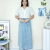 Premium Ribbon Denim Skirt (New Arrivals) (2561)