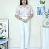 法式风绣花拼接桐花时装上衣 (8216)