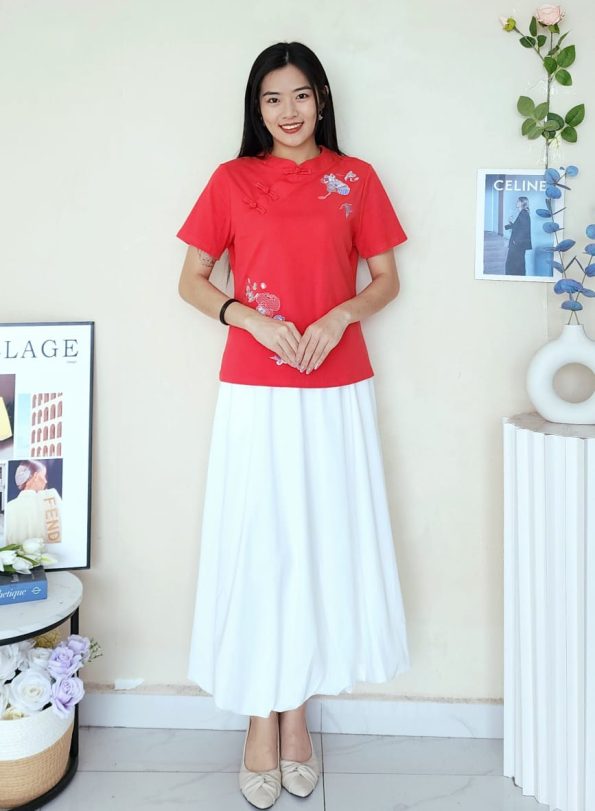 新中式刺绣花 Super Cotton Top (3088)A16