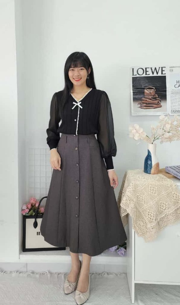 Premium Elegant Midi Skirt (1173) D22
