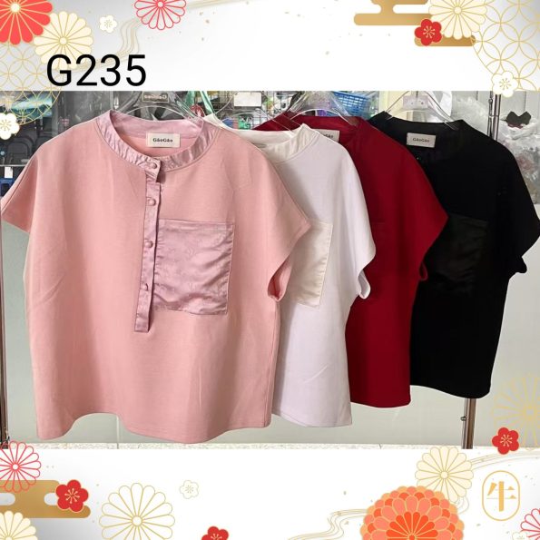 PRE绸缎面料拼接棉质立领设计新中式上衣 (G235)