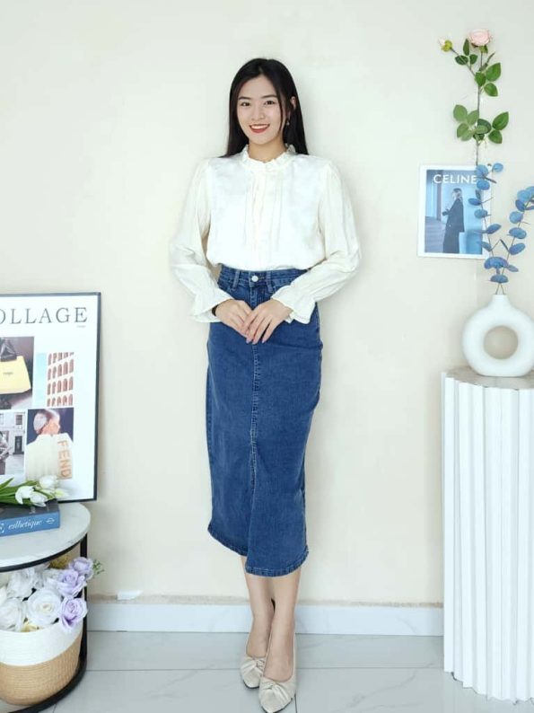高品 Denim Midi Skirt (221)C23